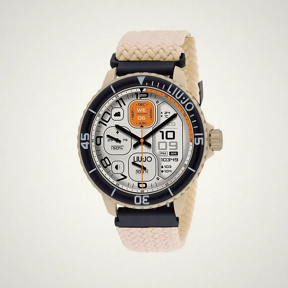 Smartwatch + Armband LIU JO LUXURY SYNC SWLJ182 Textil Beige + Silikon Schwarz