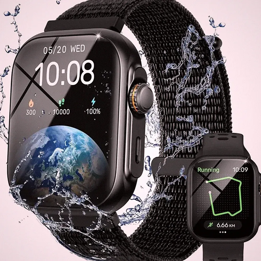 Smartwatch Bluetooth Anruf Wasserdicht 30m Display 1,85" FC Schlaf Android iOS