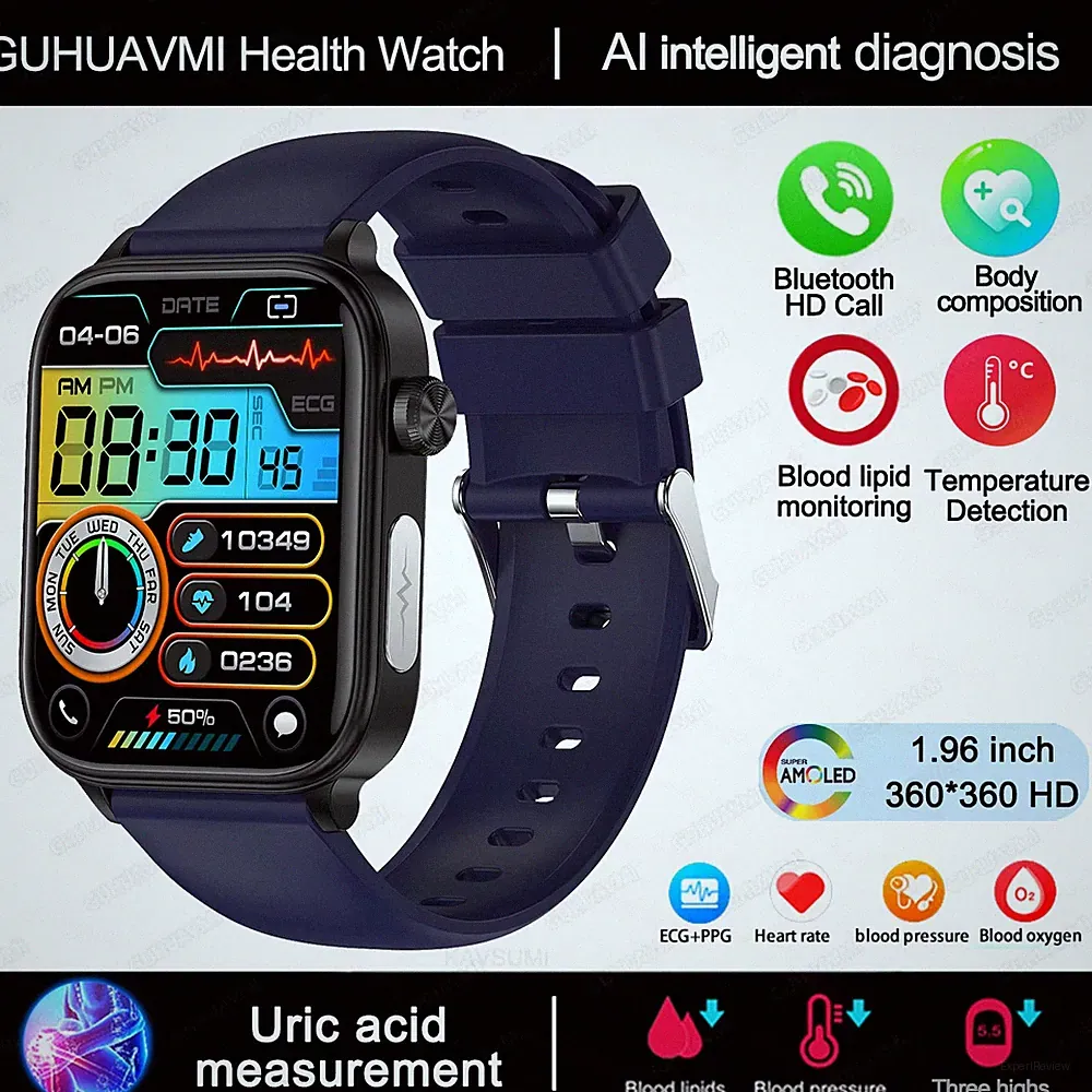 Smartwatch Bluetooth Herren Damen Blutdruckmessung ECG+PPG Fitness Android iOS