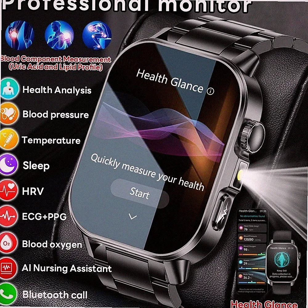 Smartwatch Blutdruck EKG + PPG Harnsäure Herzfrequenz Körper Analyse Gesundheit