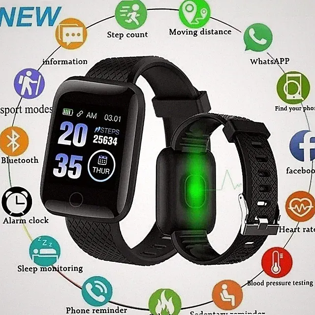 Smartwatch D13 - Schrittzähler Blutdruck Bluetooth Herz - Puls - Schwarz Neu !!