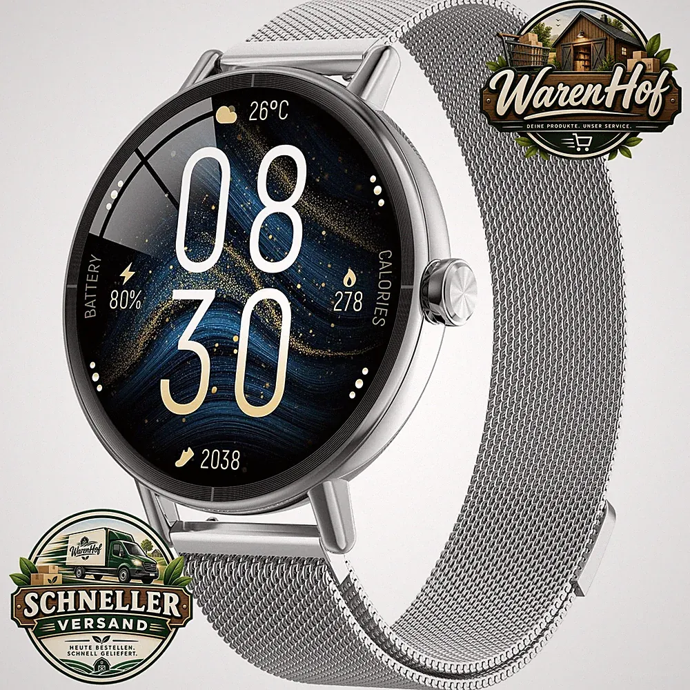 Smartwatch Damen 1,27" AMOLED Fitnessuhr mit SpO2 Herzfrequenz IP68 120+