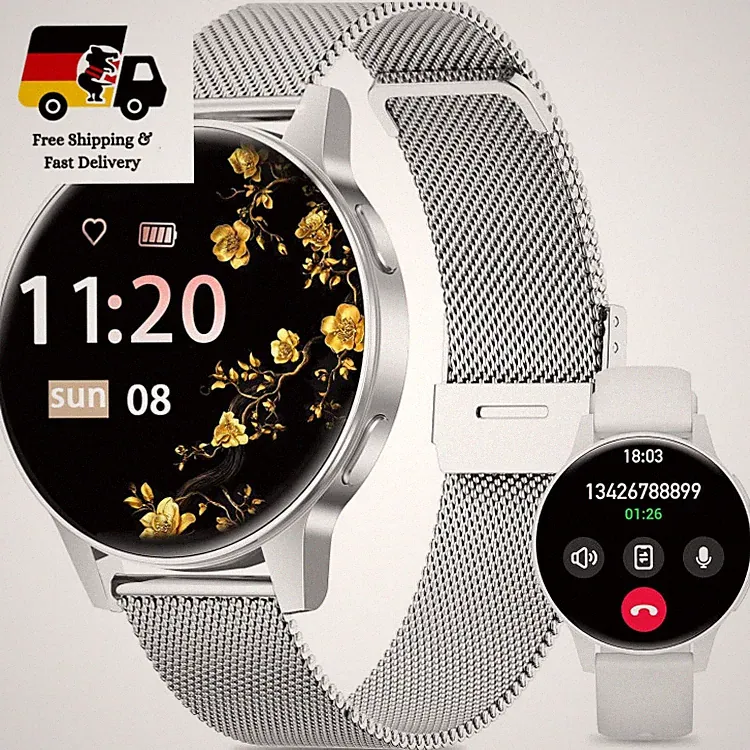 Smartwatch Damen 1,27 TFT Touchscreen Fitness Tracker 24 7 Pulsuhr Schlaf