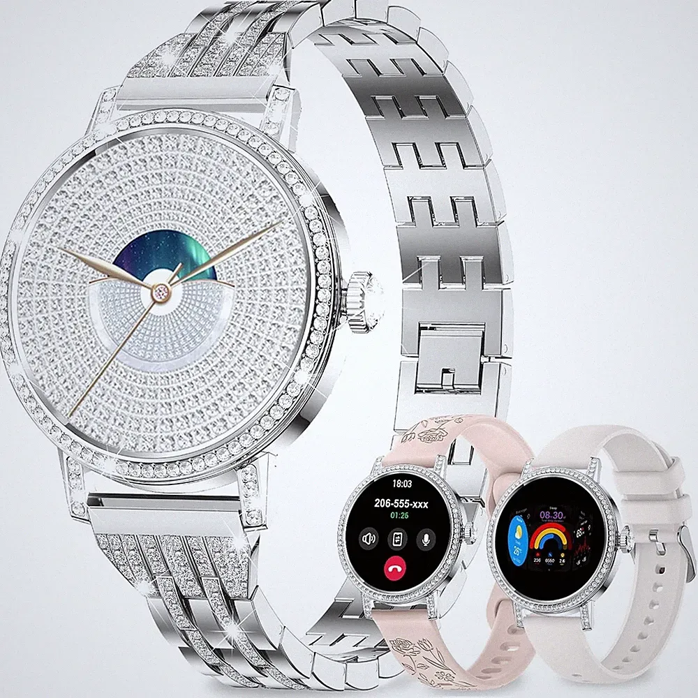 Smartwatch Damen 1,27 Zoll HD Bluetooth Anruf Silber