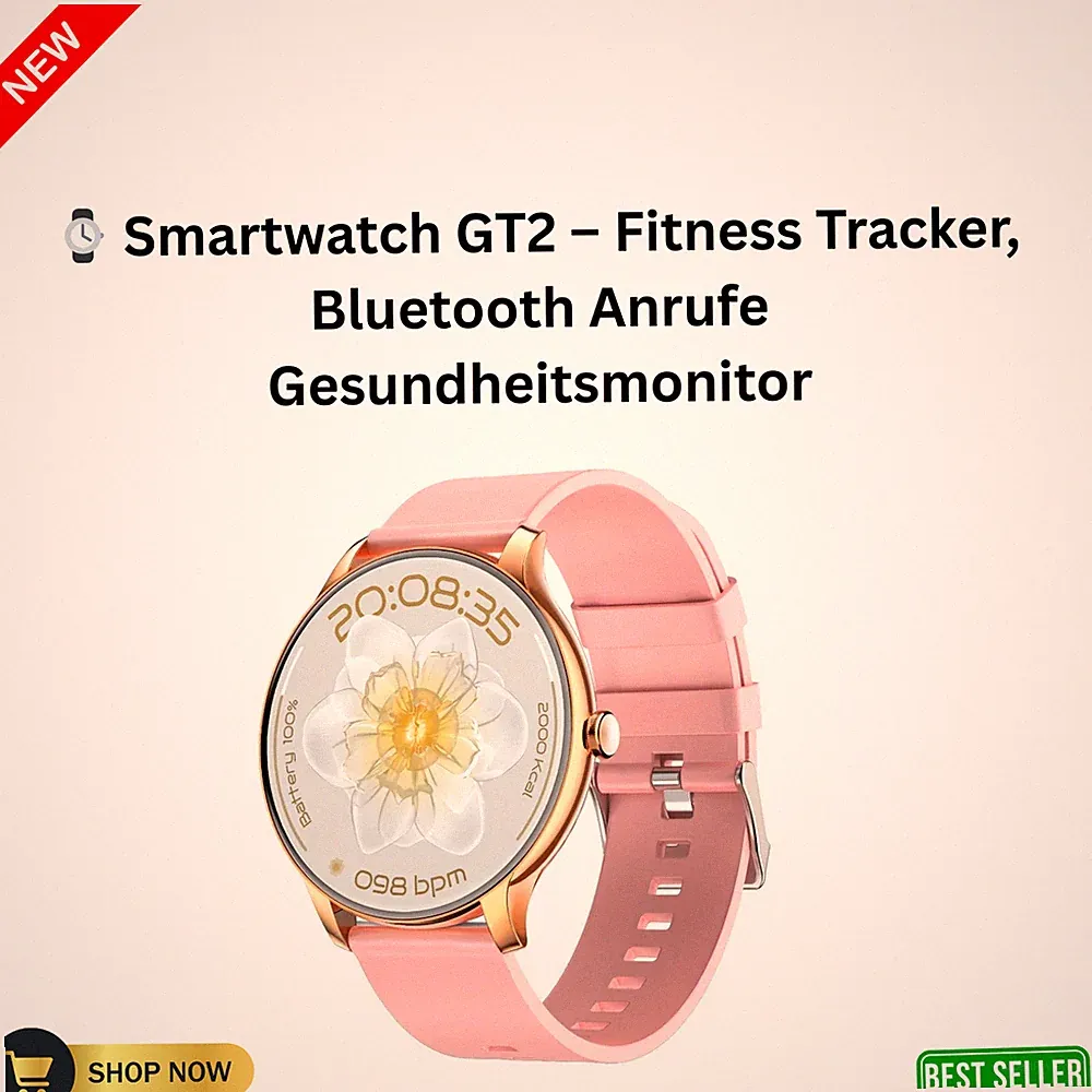 Smartwatch Damen, 1,28 Zoll Touchscreen Fitnessuhr IP68 Wasserdicht Sportuhr GT2