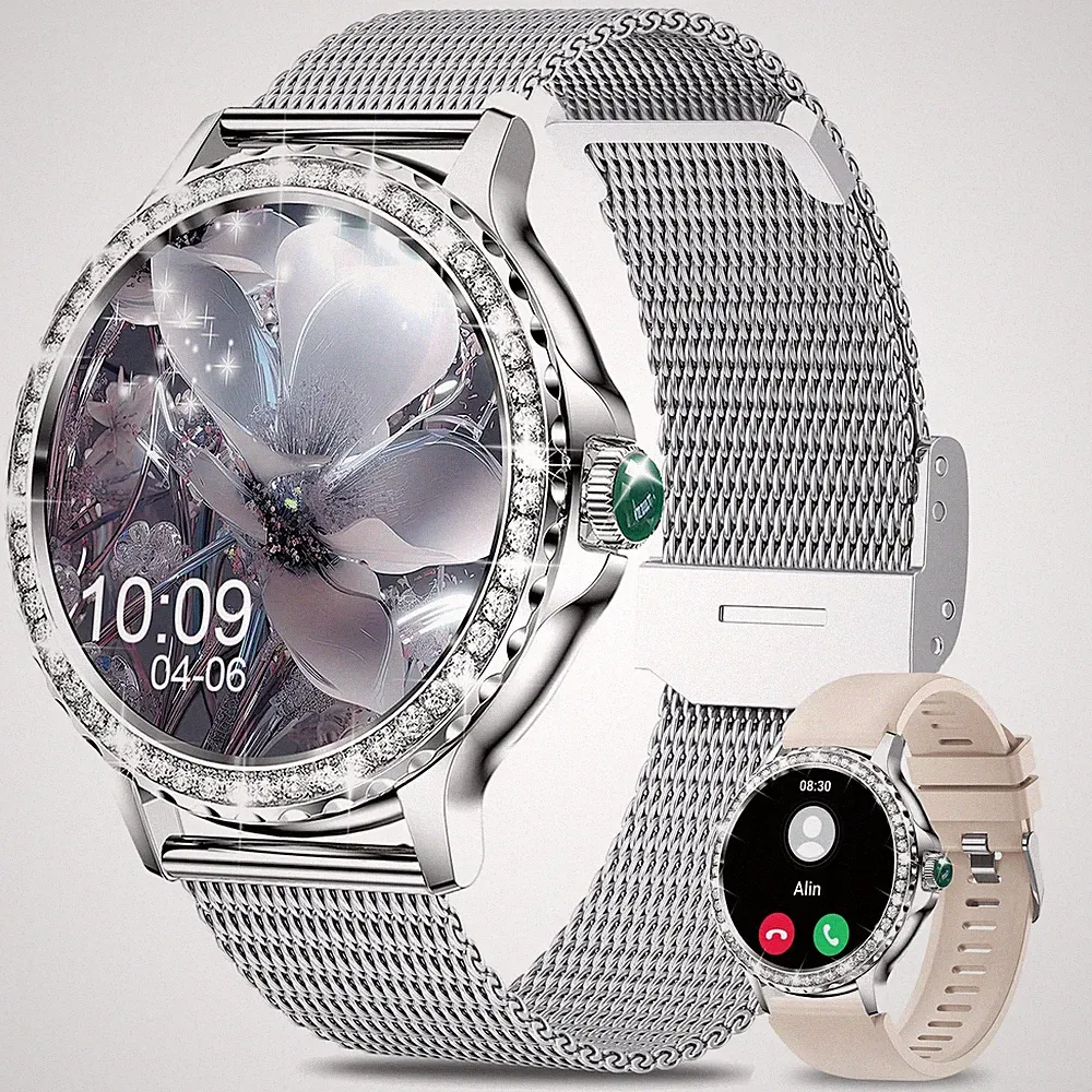 Smartwatch Damen, 1,3" HD Touchscreen Smart Watch mit Telefonfunktion Menstru...