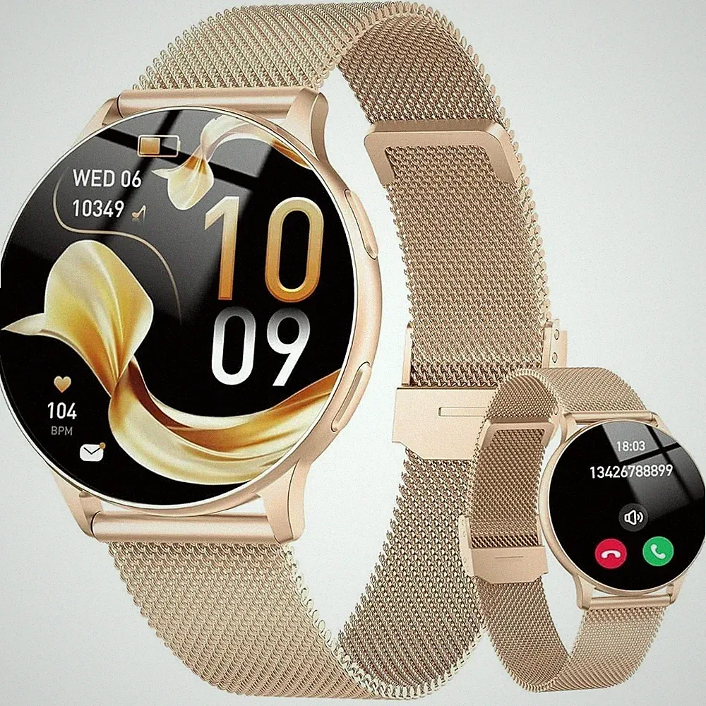 Smartwatch Damen, 1.32" AMOLED Uhr Damen Telefonfunktion IP68 Wasserdicht
