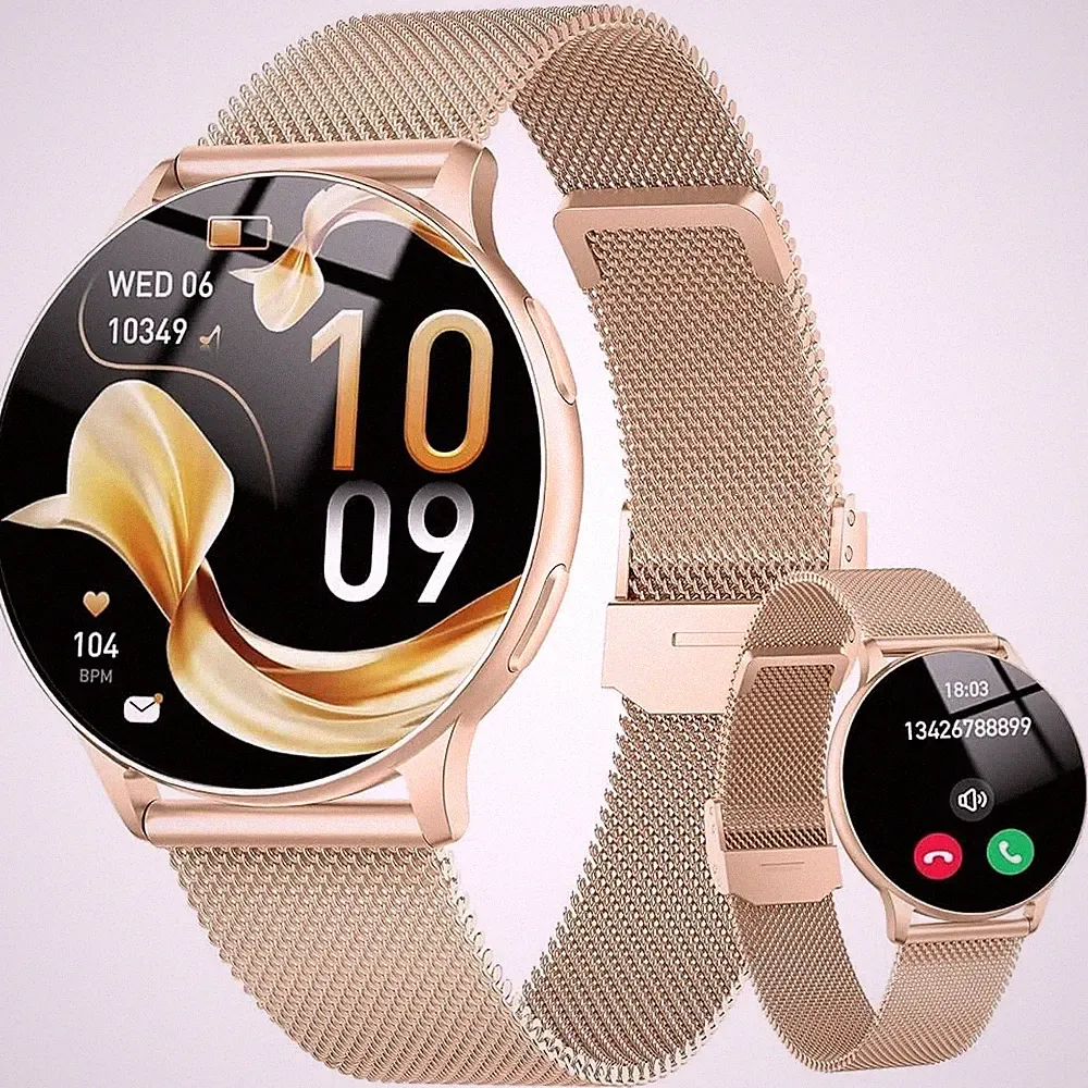 Smartwatch Damen 1,32 Zoll AMOLED Telefonfunktion Wasserdicht Robust