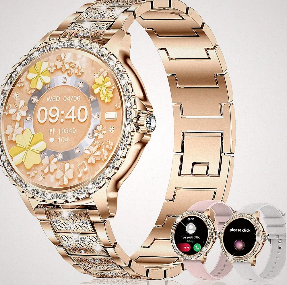Smartwatch Damen 1,32 Zoll HD Touchscreen 120 Sportmodi