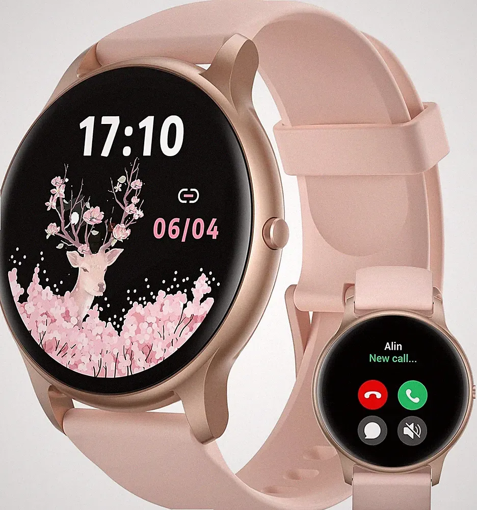 Smartwatch Damen 1,32 Zoll Roségold Fitnessuhr mit Herzfrequenz