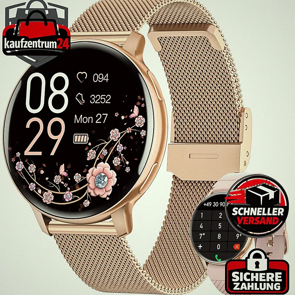 Smartwatch Damen 1,39" HD Fitnessuhr mit Telefonfunktion IP68 Wasserdicht