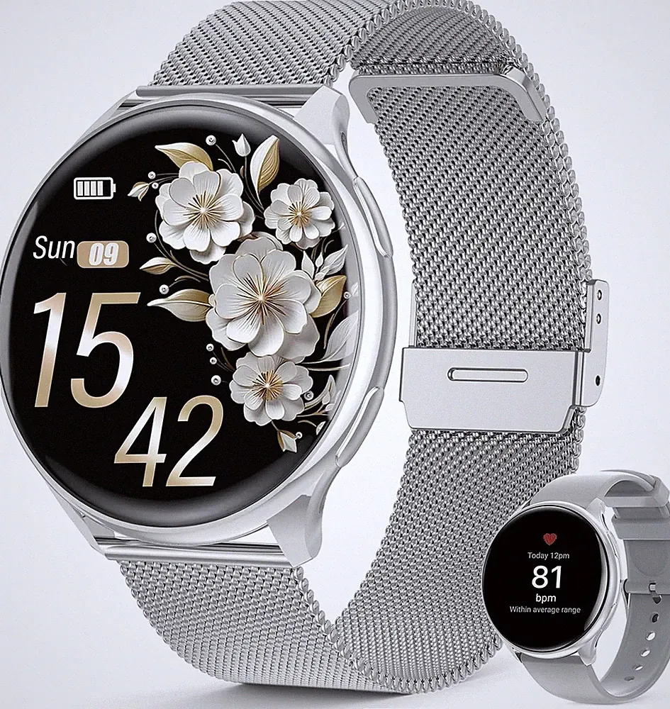 Smartwatch Damen 1,39 Zoll mit Telefonfunktion SpO2 Pulsuhr Fitness Tracker