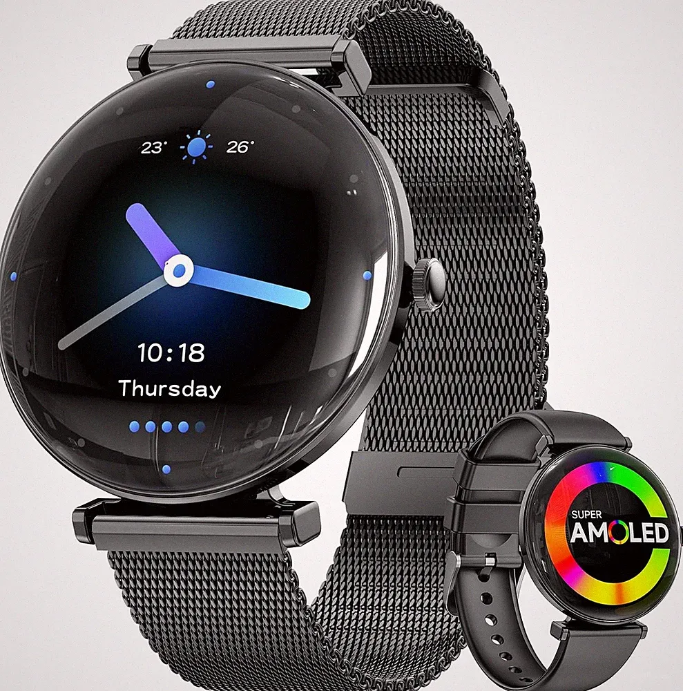 Smartwatch Damen 1,43 Zoll AMOLED Touchscreen Fitnessuhr Schlafüberwachung