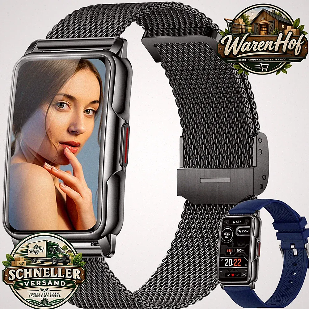 Smartwatch Damen 1,47 Zoll IP68 Wasserdicht Fitness Tracker Armbanduhr
