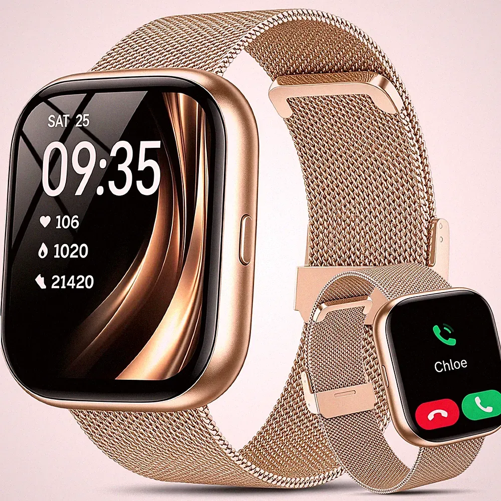 Smartwatch Damen, 1.83" Fitness Tracker mit Alexa/Bluetooth Anrufen