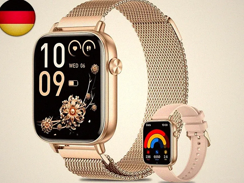 Smartwatch Damen, 1.83 Zoll HD-Display Smart Watch mit Telefonfunktion, 100+