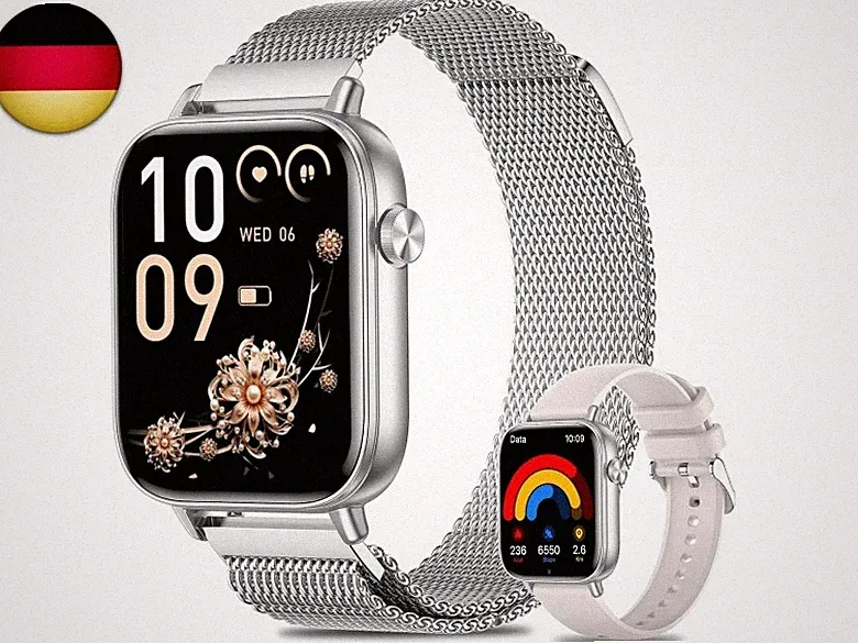 Smartwatch Damen, 1.83 Zoll HD-Display Smart Watch mit Telefonfunktion, 100+