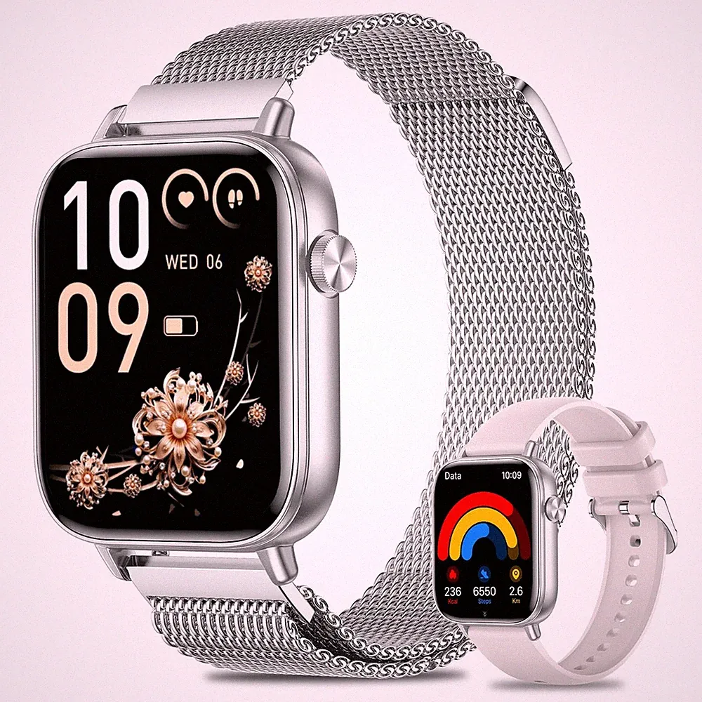 Smartwatch Damen, 1.83 Zoll HDDisplay Smart Watch mit Telefonfunktion, 100+ S...
