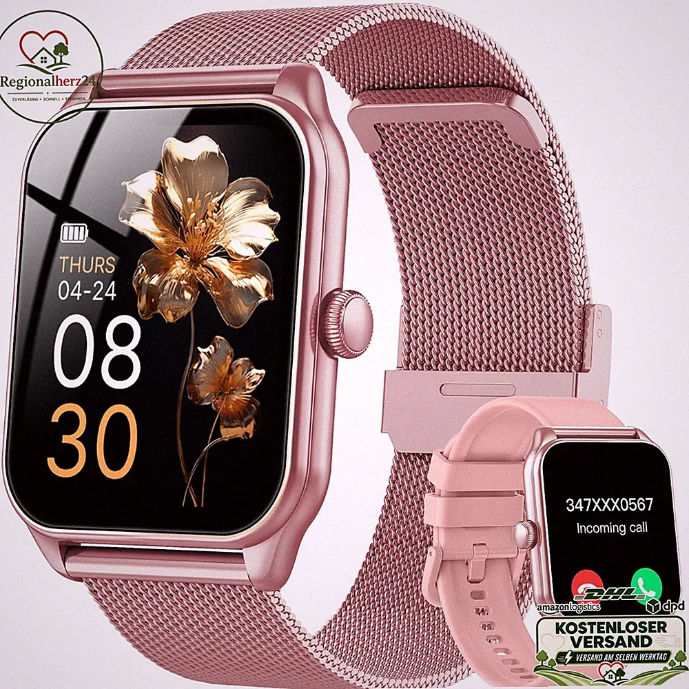 Smartwatch Damen 1,83 Zoll Touchscreen Fitness Tracker IP68 Wasserdicht für iOS