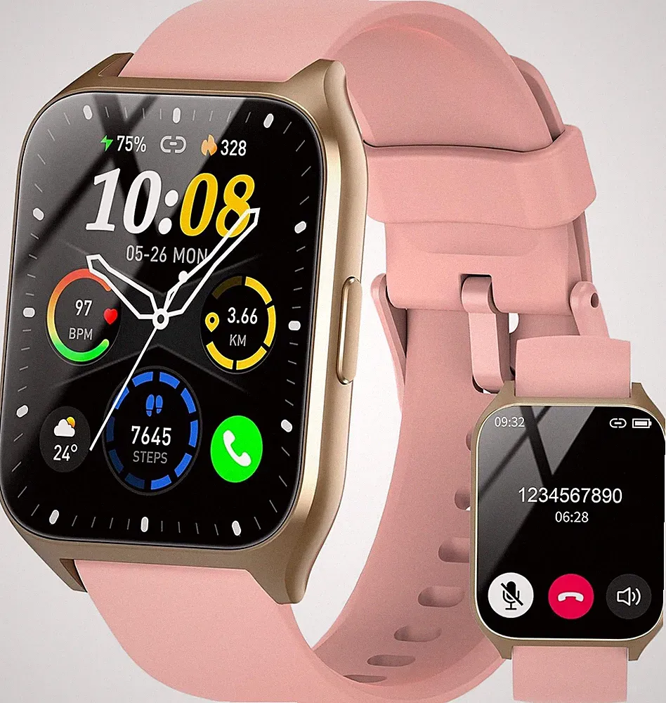 Smartwatch Damen, 1,85" HD Touchscreen mit Telefonfunktion, 100+ Sportmodi,IP68