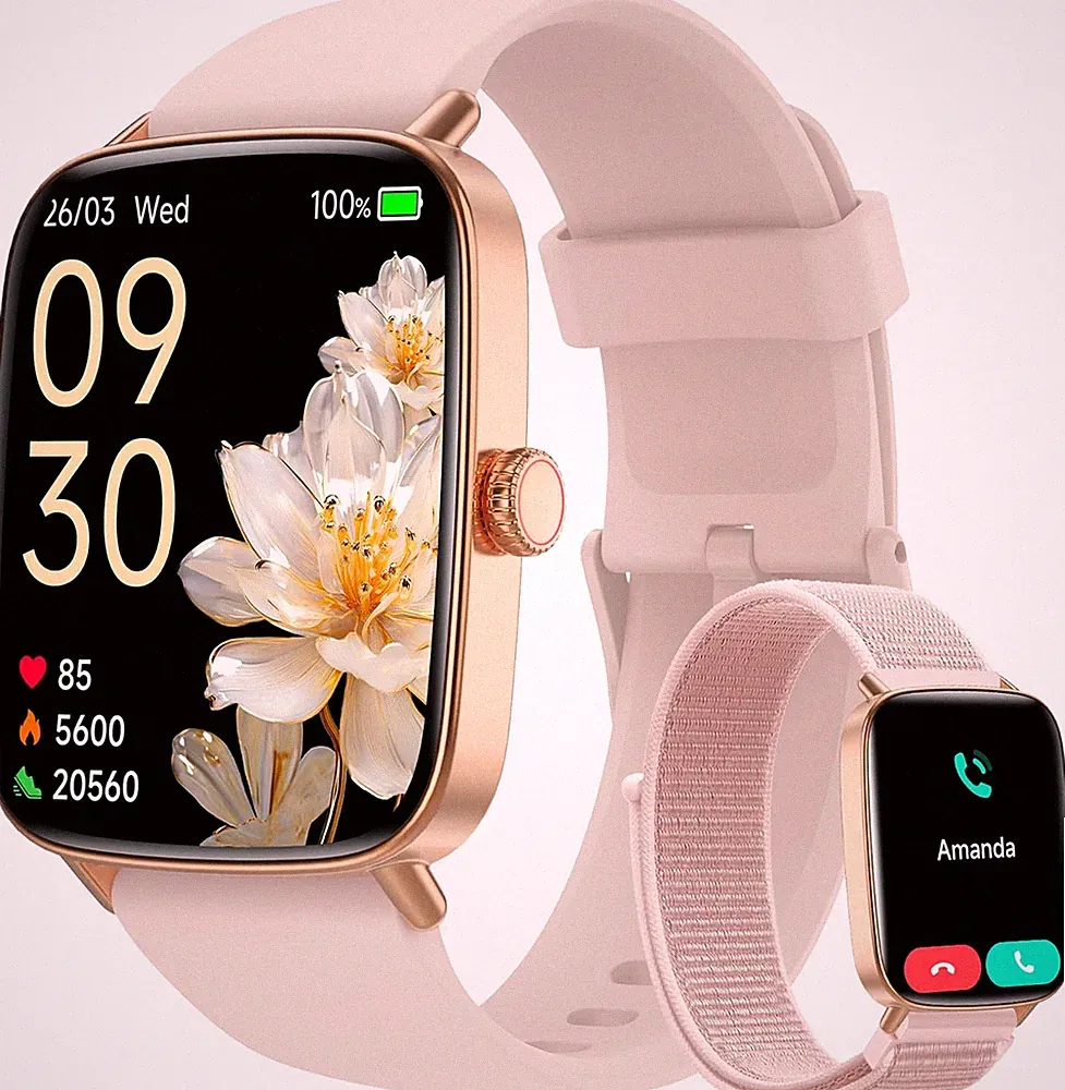 Smartwatch Damen 1.85" Smart Watch Mit Telefonfunktion Fitnessuhr Damen Mit Puls