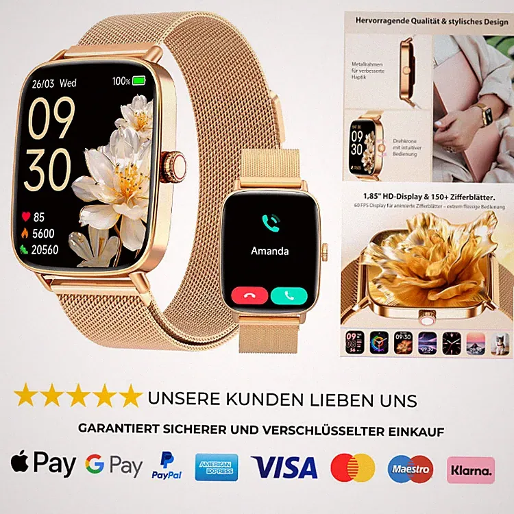 Smartwatch Damen 1.85 Zoll Fitness Tracker mit 110 Sportmodi