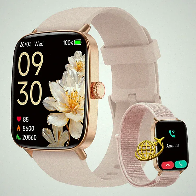 Smartwatch Damen 1.85 Zoll Fitnessuhr mit Pulsuhr Schlafmonitor SpO2