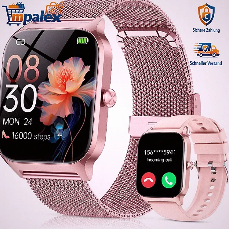 Smartwatch Damen 1,85 Zoll HD Fitnessuhr 200 Sportmodi