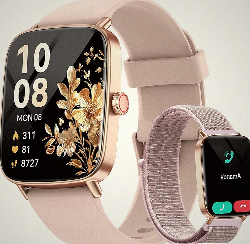 Smartwatch Damen 1,85 Zoll HD Wasserdicht Fitnessuhr mit Herz