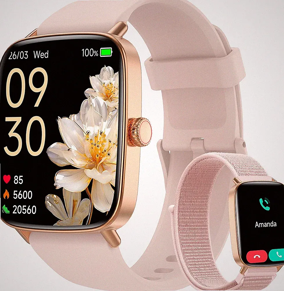 Smartwatch Damen 1.85 Zoll Wasserdicht Fitnessuhr mit 110