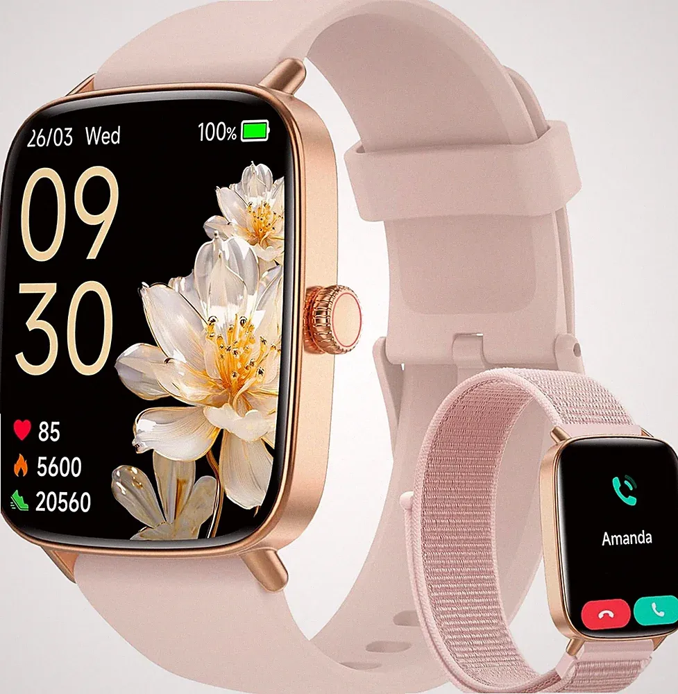 Smartwatch Damen 1.85 Zoll Wasserdicht Fitnessuhr mit Puls