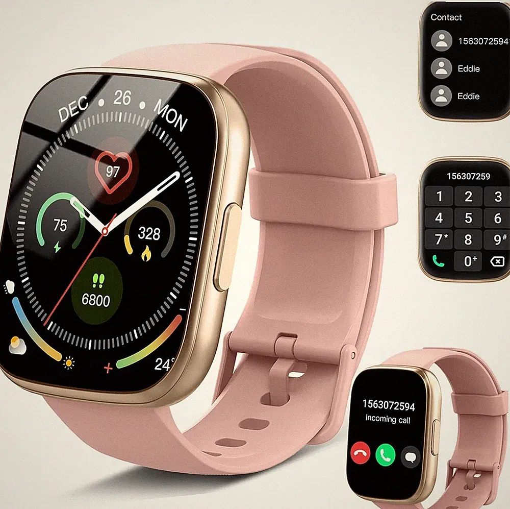 Smartwatch Damen, 1.95" HD Smart Watch mit Bluetooth Anruf, 110+Sportmodi fitnes