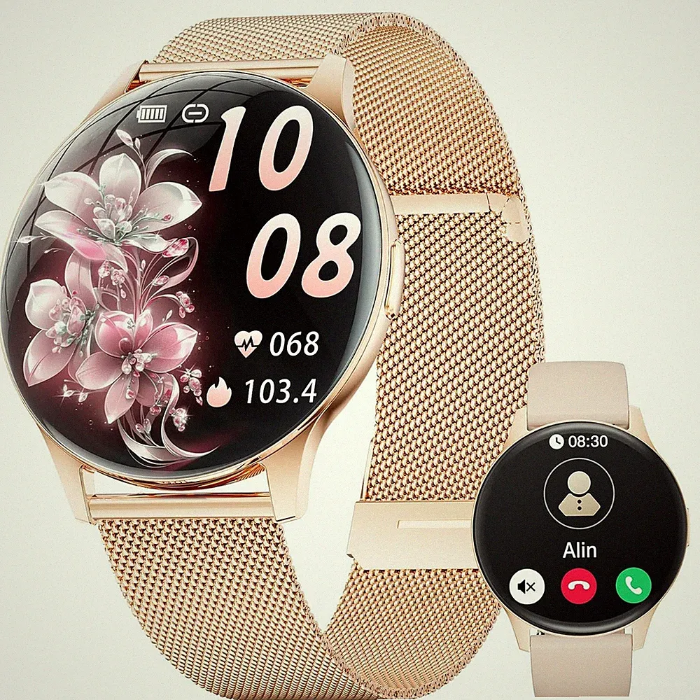 Smartwatch Damen 2026 1,43 Zoll AMOLED Fitnessuhr 12
