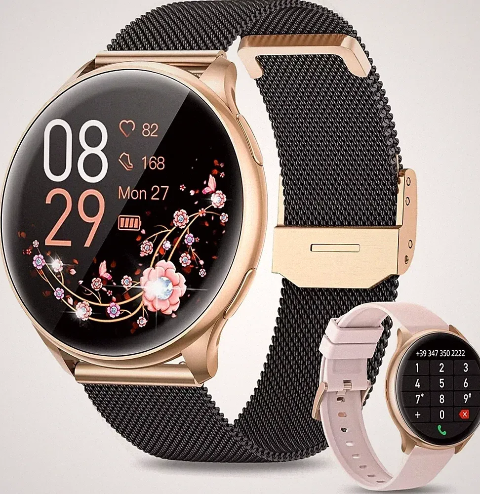 Smartwatch Damen Android Bluetooth Anruf Blutdruck Herzfrequenz Funktion