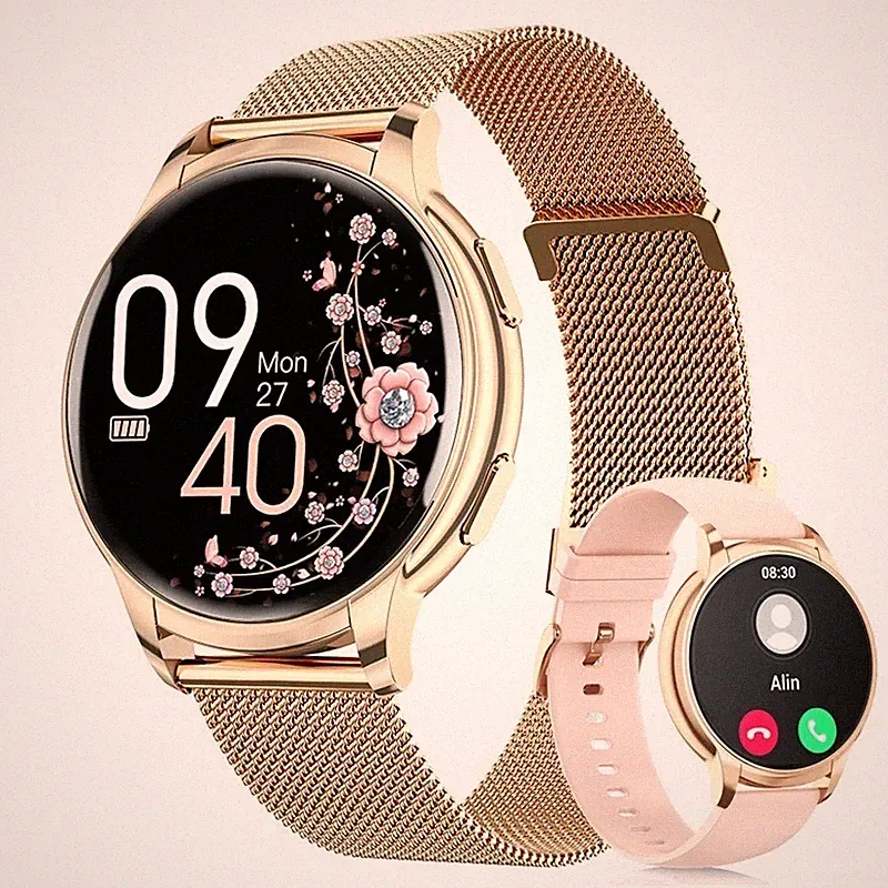 Smartwatch Damen Android Bluetooth Anruf Blutdruck Herzfrequenz Funktion、