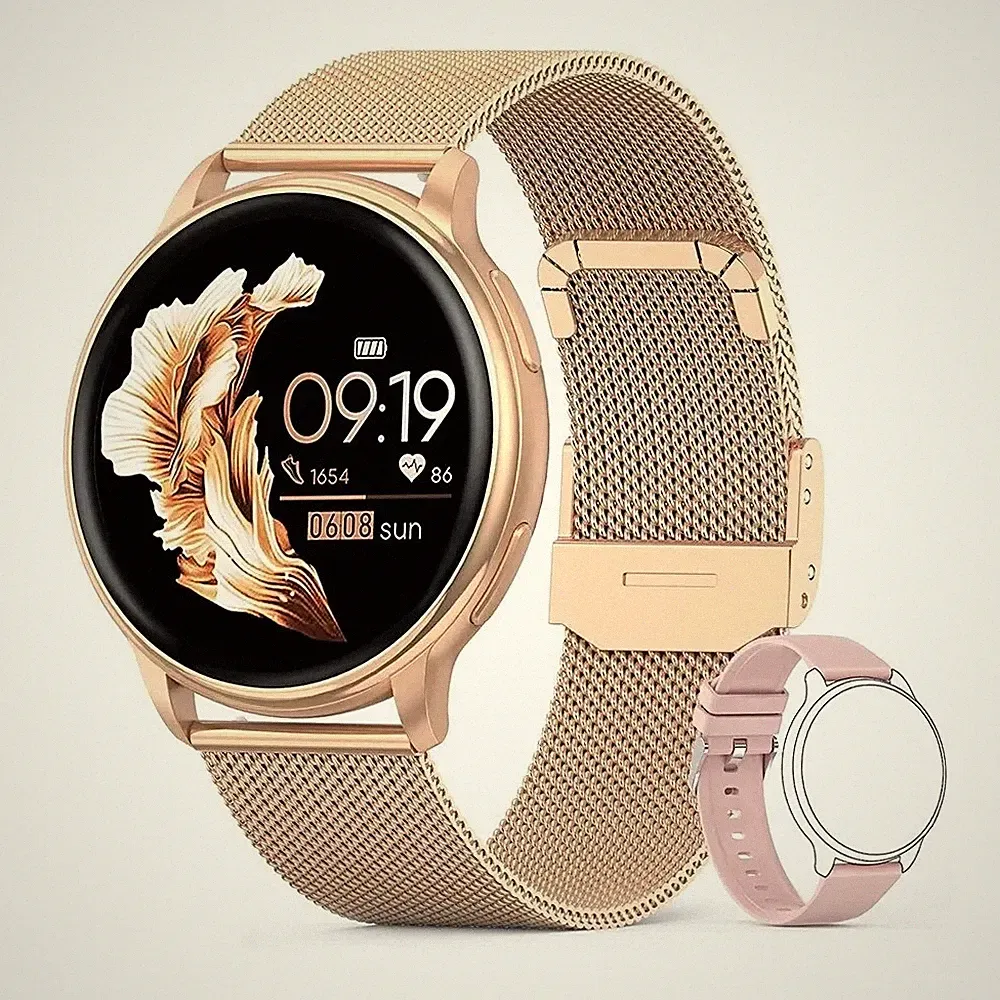 Smartwatch Damen Android Bluetooth Anruf Blutdruck Herzfrequenz Funktion Fitness