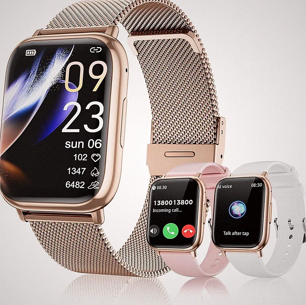 Smartwatch Damen Bluetooth Anruffunktion Fitnessuhr Sportuhr Android iOS - Gold