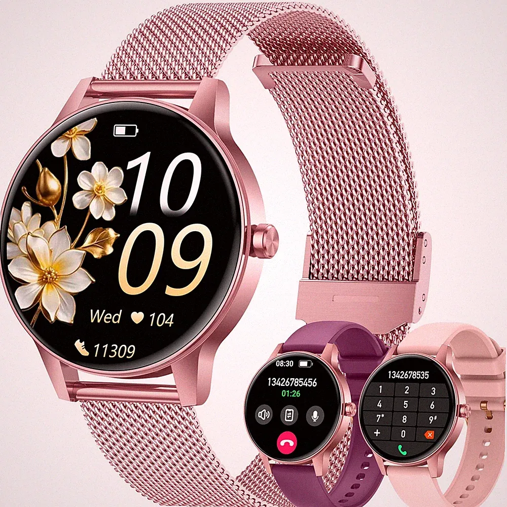 Smartwatch Damen Bluetooth Telefon Sportuhr: 1.27" HD Touchscreen Pulsuhr