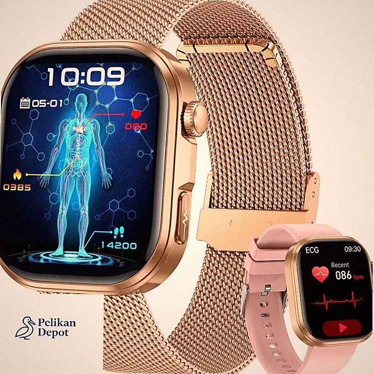 Smartwatch Damen EKG HRV Blutdruck 1,88 Zoll Edelstahl