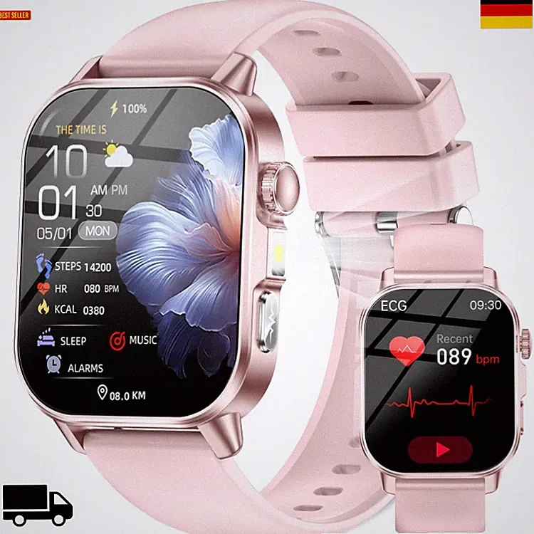Smartwatch Damen EKG HRV Blutdruck Schlaf Emotion Stimmung LED 2,0