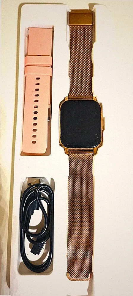 Smartwatch Damen, Fitness u. Alltagsuhr Set mit Ersatzarmband neu, Ladekabel
