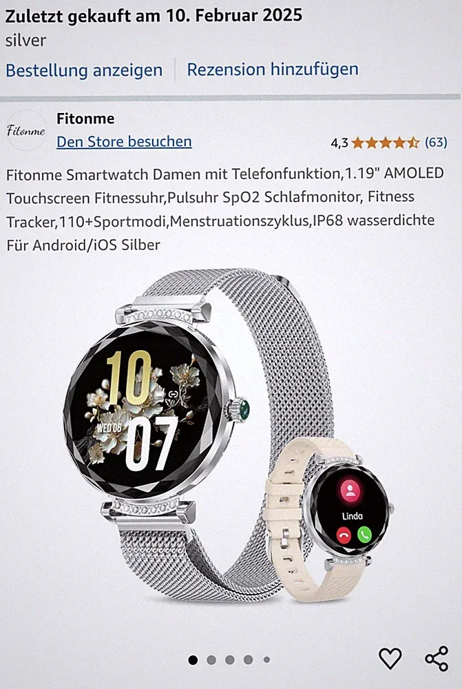 smartwatch damen Fitonme Silber