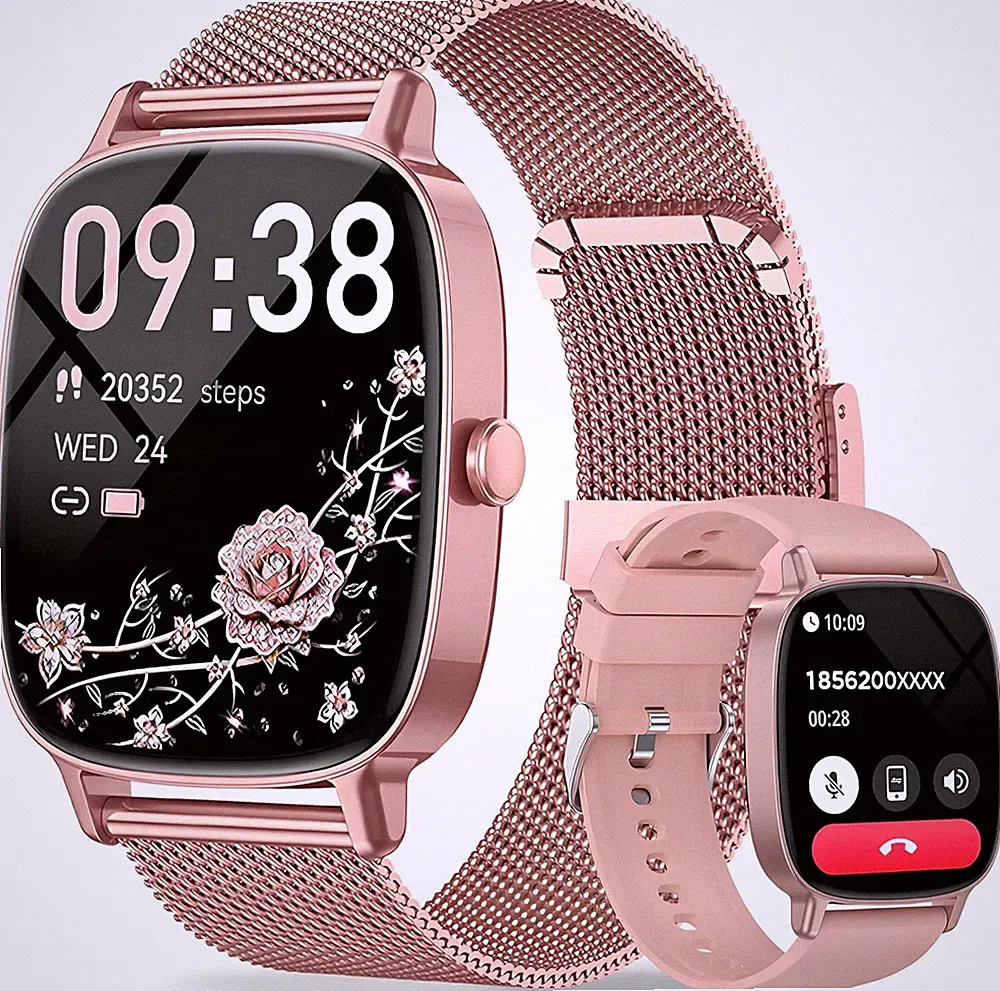 Smartwatch Damen Frauen mit Telefonfunktion Armbanduhr für iOS Android Outdoor