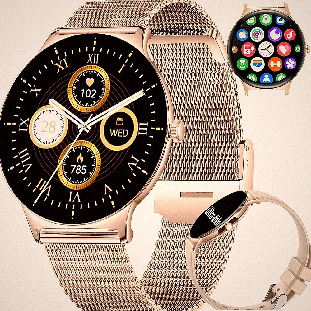Smartwatch Damen Frauen mit Telefonfunktion Armbanduhr für iPhone Samsung Huawei