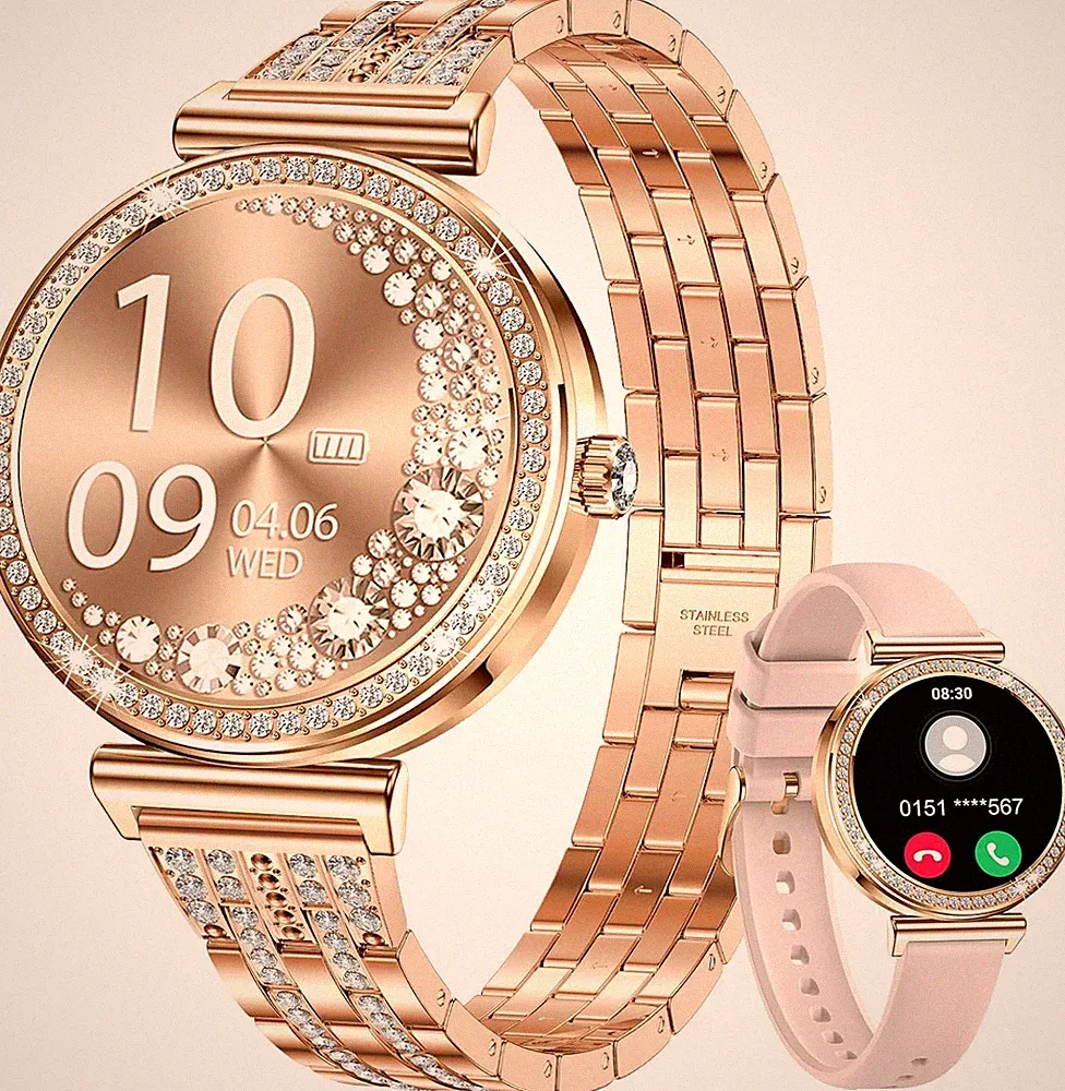 Smartwatch Damen Frauen mit Telefonfunktion Sportuhr Armbanduhr für Android IOS