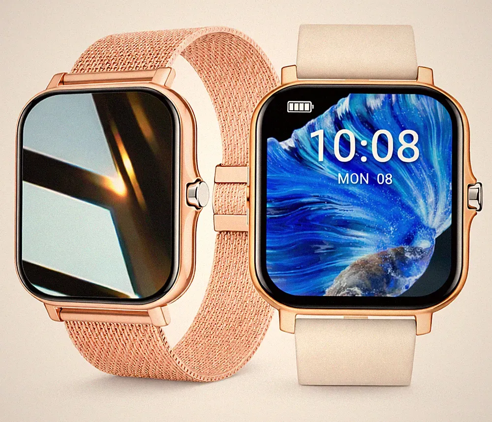 Smartwatch Damen Frauen Roségold Fitnesstracker Fitnessuhr mit Telefonfunktion