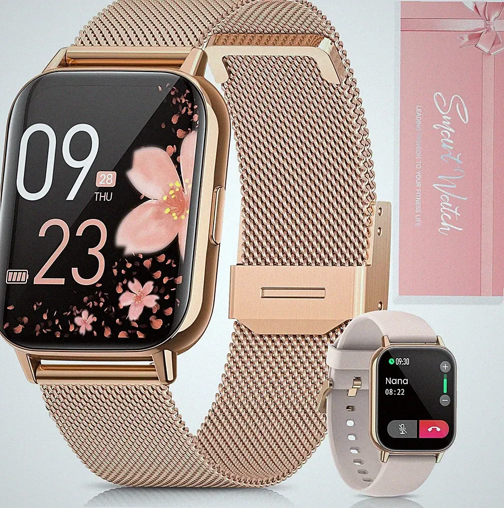 Smartwatch Damen Geschenkbox mit Telefonfunktion Armbanduhr für iOS Android