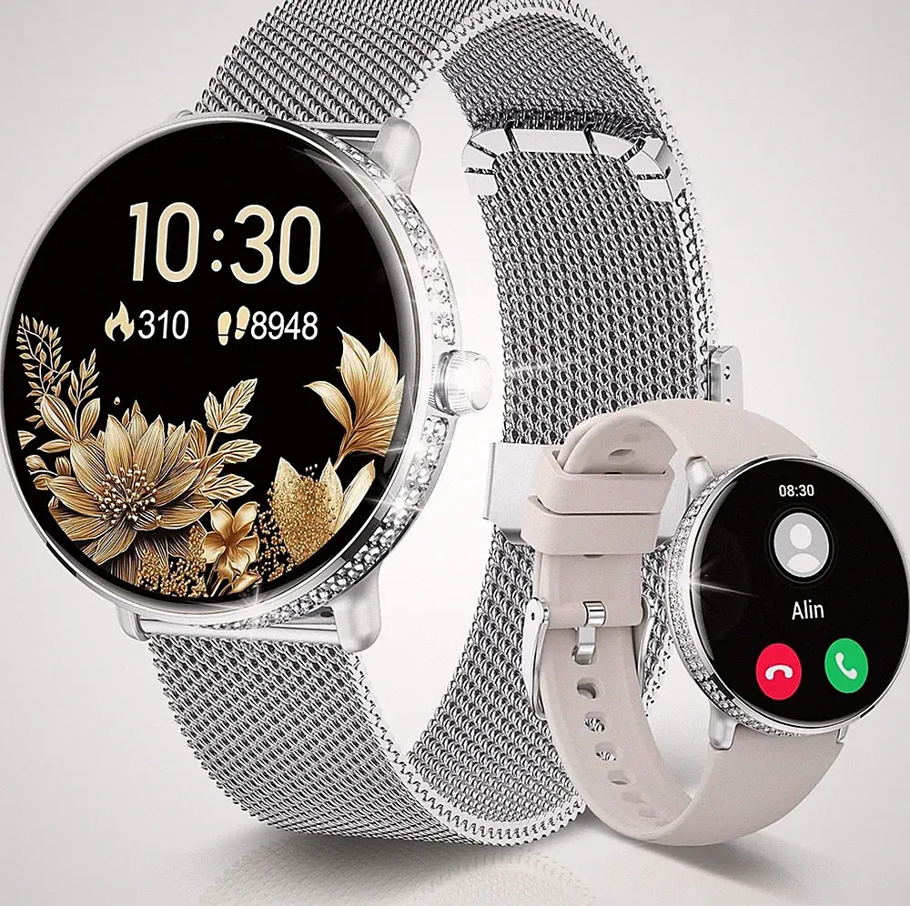 smartwatch damen silber glitzer