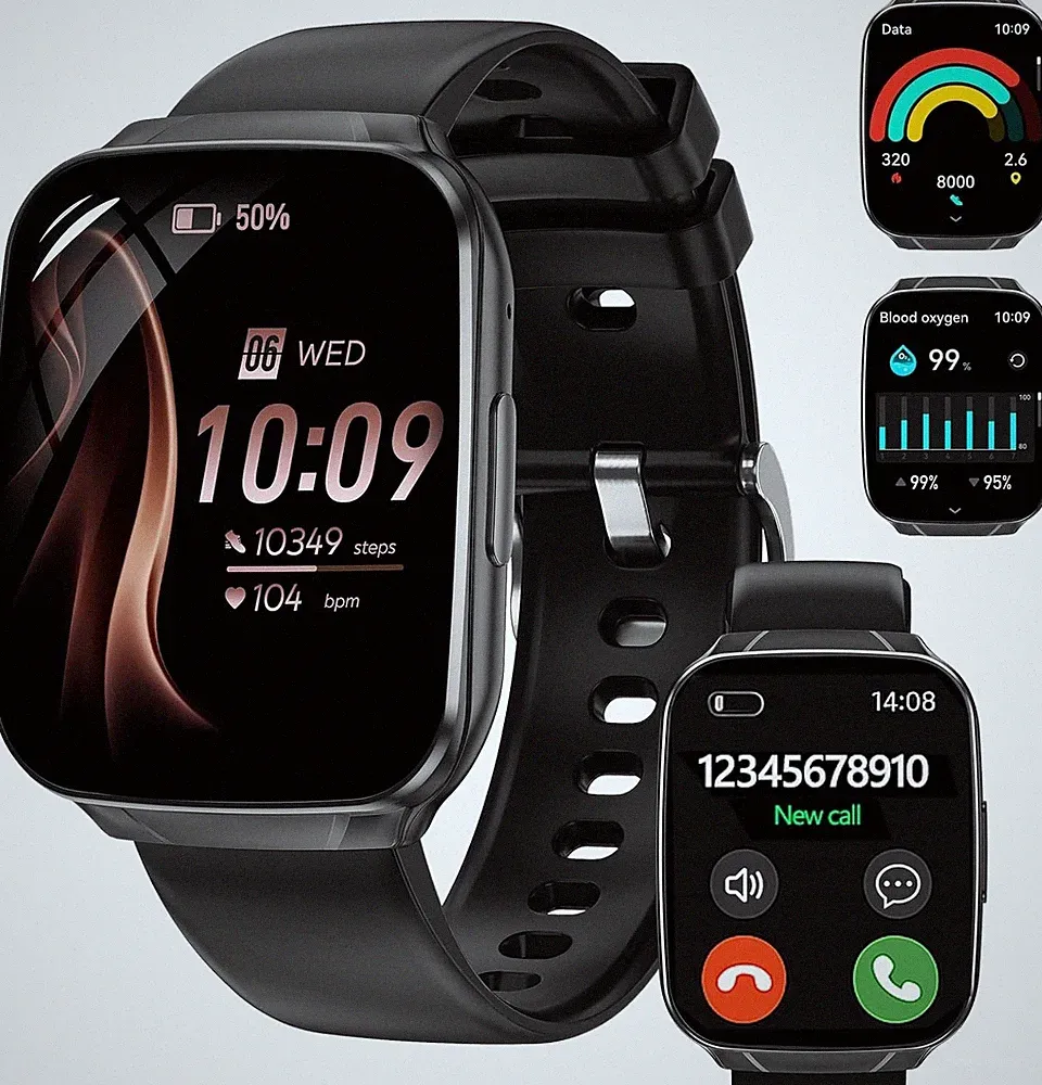 Smartwatch Damen Herren, 1.83" HD Telefonuhr mit Fitness-Tracker, Pulsmesser