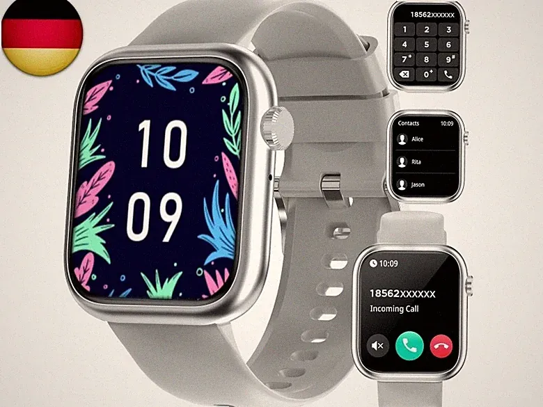 Smartwatch Damen Herren, 1.83" HD Touch Fitnessuhr mit Telefonfunktion
